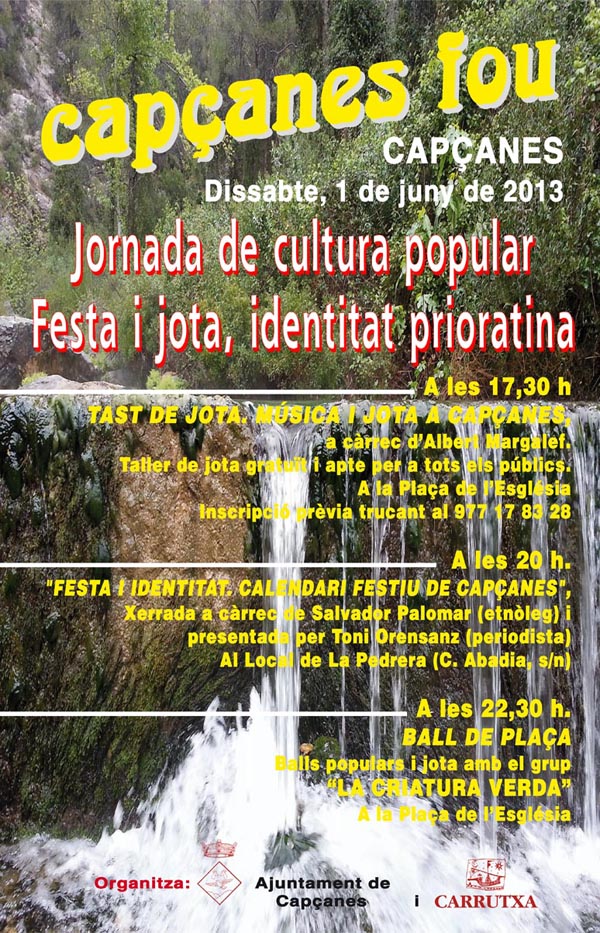 Jornada de cultura popular a Capçanes, l´1 de juny